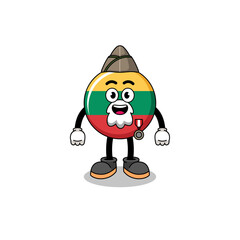 Character cartoon of lithuania flag as a veteran