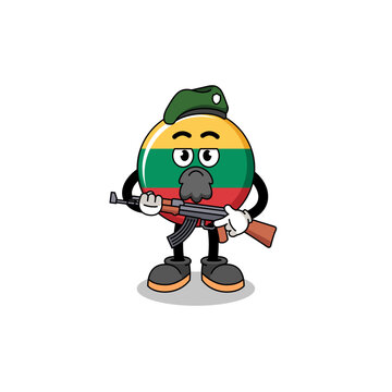 recommend clip art: Character cartoon of lithuania flag as a special force