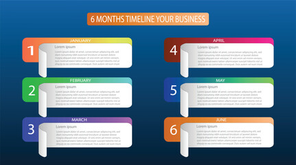 6 Step Infographic design for business timeline