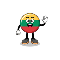lithuania flag cartoon doing wave hand gesture