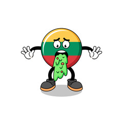 lithuania flag mascot cartoon vomiting
