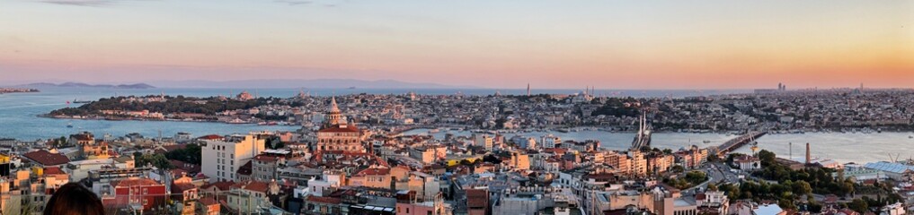 Fototapeta na wymiar Panorama Sunset Over Istanbul