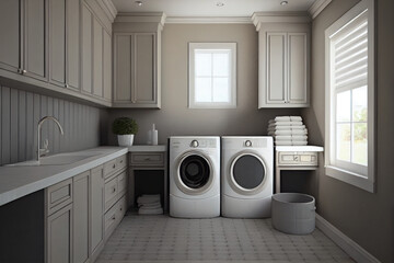 Minimalist Laundry Room often features a neutral color palette