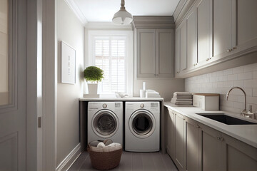 Minimalist Laundry Room often features a neutral color palette