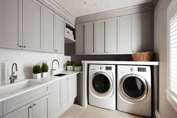 Minimalist Laundry Room often features a neutral color palette