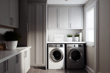 Minimalist Laundry Room often features a neutral color palette
