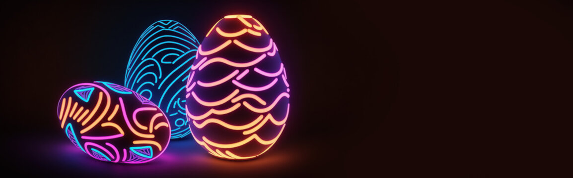 neon Easter Eggs card, Generative AI