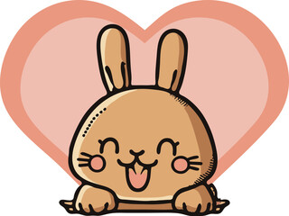 Cute loving, smiling, in love bunny, vector