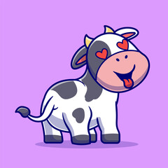 Cute Cow Falling In Love Cartoon Vector Icon Illustration. 
Animal Nature Icon Concept Isolated Premium Vector. Flat 
Cartoon Style