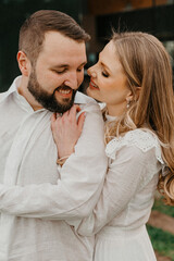 Couple love in the field romantic