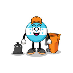 Illustration of honduras flag cartoon as a garbage collector