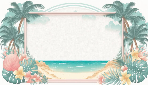 Copyspace of tropical natural frame abstract background. Nature and summer vacation concept. Generative AI - Powered by Adobe