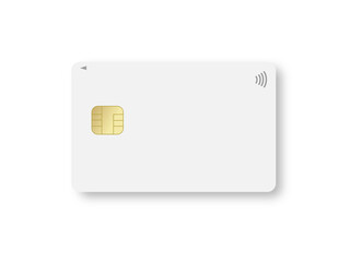 Illustration of credit card on transparent background. White credit card with blank face for design.