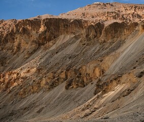 landslide, tsunami, aerial view of a river and rocky mountain in the background of the mountains of the state of israel