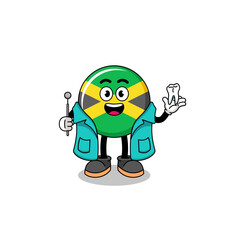 Illustration of jamaica flag mascot as a dentist