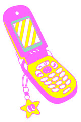 Cute graphic resources of Retro 80s styles. Doodle Y2K items. Neon color.