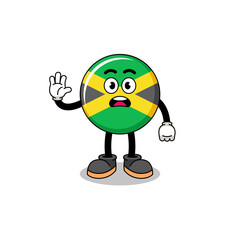 jamaica flag cartoon illustration doing stop hand