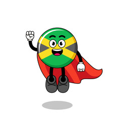 jamaica flag cartoon with flying superhero