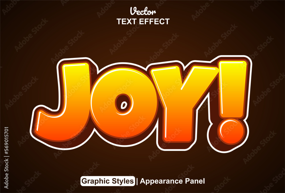 Wall mural joy text effect with graphic style and editable.