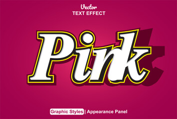 pink text effect with graphic style and editable.