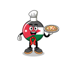 Illustration of jordan flag as an italian chef