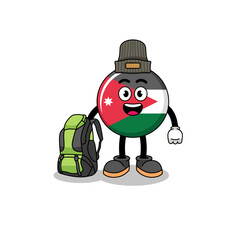 Obraz premium Illustration of jordan flag mascot as a hiker