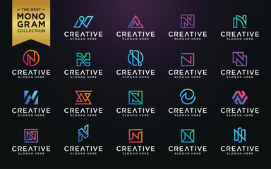 Vector graphic of initial N set logo design template