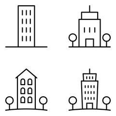 Obraz premium Buildings Vector Line Icons