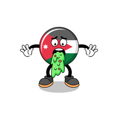 jordan flag mascot cartoon vomiting