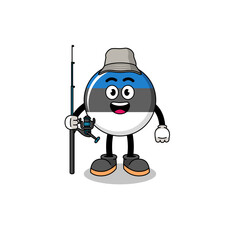 Mascot Illustration of estonia flag fisherman