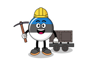 Obraz premium Mascot Illustration of estonia flag miner