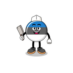 Mascot of estonia flag as a butcher