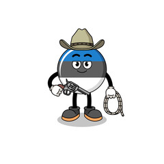 Character mascot of estonia flag as a cowboy