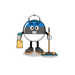 Fototapeta premium Character mascot of estonia flag as a cleaning services