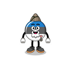Character cartoon of estonia flag as a veteran