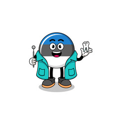 Illustration of estonia flag mascot as a dentist