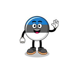 estonia flag cartoon doing wave hand gesture