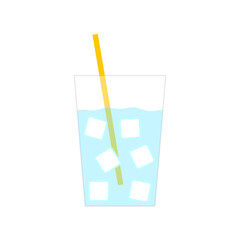 Glass of water ice in flat style. Vector illustration.