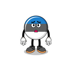 estonia flag cartoon illustration with sad face