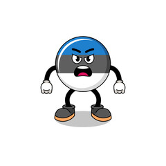 estonia flag cartoon illustration with angry expression