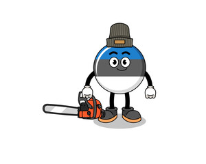 Fototapeta premium estonia flag illustration cartoon as a lumberjack