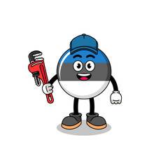 estonia flag illustration cartoon as a plumber