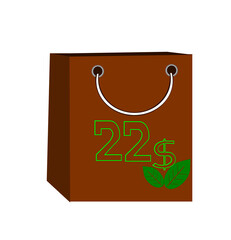 22 green dollar in brown bag with green leaf. Number twenty two green