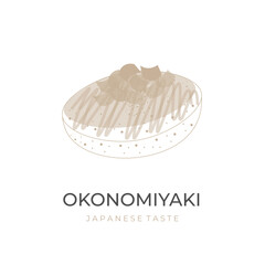 Okonomiyaki Simple Line Art Vector Illustration Logo