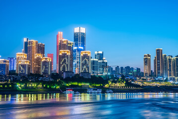 Fototapeta na wymiar Night view of Jiangbeizui CBD in Chongqing, China