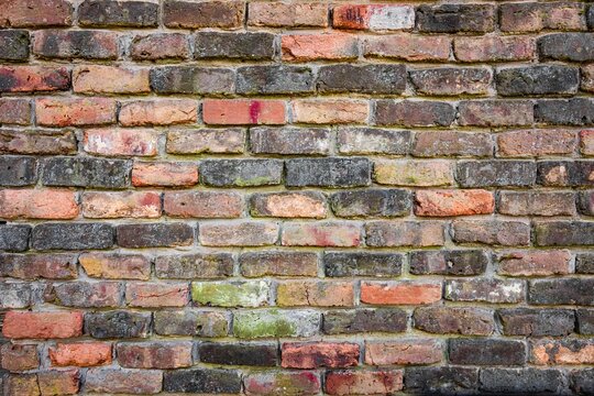 Closeup Of Brick Chimney Or Wall From Historic Civil War Era 1800s Or 19th Century Southern Log Cabin In Callaway Gardens In Georgia For Background