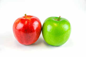 green and red apple isolated on white background