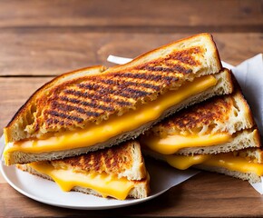 grillen cheese sandwich with ham and cheese and vegetables.