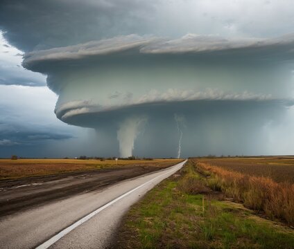 tornado clouds over the island of the state of the new zealand