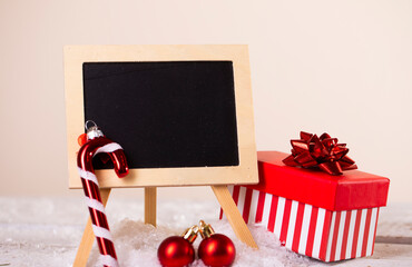 blackboard with christmas decoration